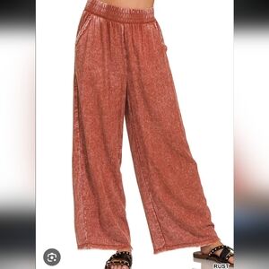 Zenana Outfitters Terracotta Wide-Leg Pants